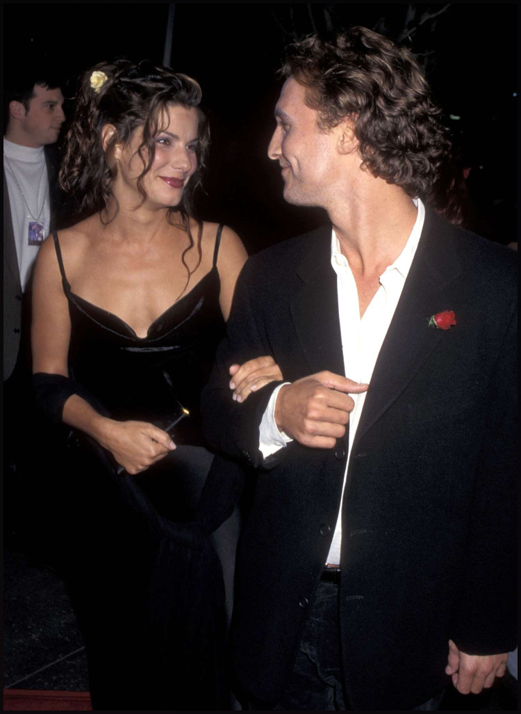 Sandra Bullock and actor Matthew McConaughey attend the 'In Love and War' Los Angeles Premiere on January 20, 1997 at DGA Theatre
